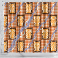 Aloha Hawaii Tiki Palaka Motifs Shower Curtain Honohono Lei Orange Elegant Vibes