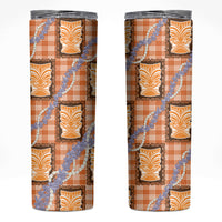 Aloha Hawaii Tiki Palaka Motifs Skinny Tumbler Honohono Lei Orange Elegant Vibes LT14 Orange - Polynesian Pride