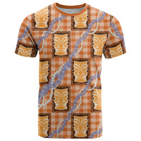 Aloha Hawaii Tiki Palaka Motifs T Shirt Honohono Lei Orange Elegant Vibes