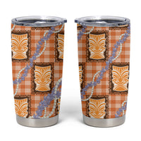 Aloha Hawaii Tiki Palaka Motifs Tumbler Cup Honohono Lei Orange Elegant Vibes