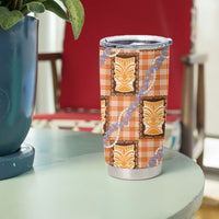 Aloha Hawaii Tiki Palaka Motifs Tumbler Cup Honohono Lei Orange Elegant Vibes