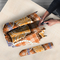 Aloha Hawaii Tiki Palaka Motifs Umbrella Honohono Lei Orange Elegant Vibes