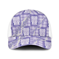 Aloha Hawaii Tiki Palaka Motifs Baseball Net Cap Honohono Lei Purple Elegant Vibes LT14 One Size White Purple - Polynesian Pride