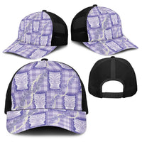 Aloha Hawaii Tiki Palaka Motifs Baseball Net Cap Honohono Lei Purple Elegant Vibes LT14 - Polynesian Pride