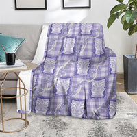 Aloha Hawaii Tiki Palaka Motifs Blanket Honohono Lei Purple Elegant Vibes
