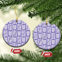 Aloha Hawaii Tiki Palaka Motifs Ceramic Ornament Honohono Lei Purple Elegant Vibes LT14 Circle Purple - Polynesian Pride