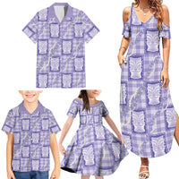 Aloha Hawaii Tiki Palaka Motifs Family Matching Summer Maxi Dress and Hawaiian Shirt Honohono Lei Purple Elegant Vibes LT14 - Polynesian Pride