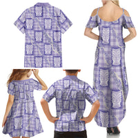 Aloha Hawaii Tiki Palaka Motifs Family Matching Summer Maxi Dress and Hawaiian Shirt Honohono Lei Purple Elegant Vibes LT14 - Polynesian Pride