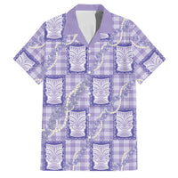 Aloha Hawaii Tiki Palaka Motifs Family Matching Summer Maxi Dress and Hawaiian Shirt Honohono Lei Purple Elegant Vibes LT14 Dad's Shirt - Short Sleeve Purple - Polynesian Pride