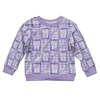 Aloha Hawaii Tiki Palaka Motifs Kid Ugly Christmas Sweater Honohono Lei Purple Elegant Vibes LT14 Kid Purple - Polynesian Pride