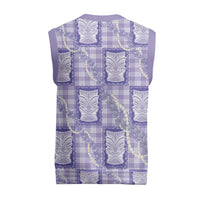 Aloha Hawaii Tiki Palaka Motifs Christmas Knitted V-Neck Vest Honohono Lei Purple Elegant Vibes LT14 - Polynesian Pride