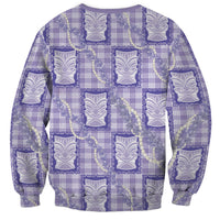 Aloha Hawaii Tiki Palaka Motifs Sweatshirt Honohono Lei Purple Elegant Vibes
