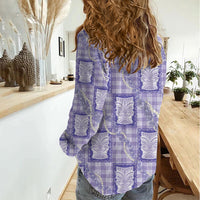 Aloha Hawaii Tiki Palaka Motifs Women Casual Shirt Honohono Lei Purple Elegant Vibes LT14 - Polynesian Pride
