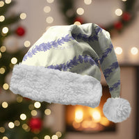 Hawaii Honohono Palaka Motifs Christmas Santa Hat Hawaiian Orchid Lei LT14 With Fur Cream - Polynesian Pride
