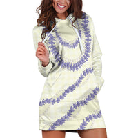 Hawaii Honohono Palaka Motifs Hoodie Dress Hawaiian Orchid Lei LT14 Cream - Polynesian Pride