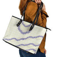 Hawaii Honohono Palaka Motifs Leather Tote Bag Hawaiian Orchid Lei