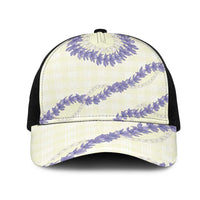 Hawaii Honohono Palaka Motifs Mesh Trucker Cap Hawaiian Orchid Lei LT14 One Size Black Cream - Polynesian Pride