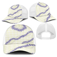 Hawaii Honohono Palaka Motifs Mesh Trucker Cap Hawaiian Orchid Lei LT14 - Polynesian Pride