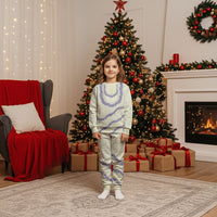 Hawaii Honohono Palaka Motifs Christmas Pajama Set Hawaiian Orchid Lei LT14 Kid Cream - Polynesian Pride