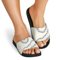 Hawaii Honohono Palaka Motifs Slide Sandals Hawaiian Orchid Lei