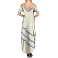 Hawaii Honohono Palaka Motifs Summer Maxi Dress Hawaiian Orchid Lei
