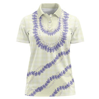 Hawaii Honohono Palaka Motifs Women Polo Shirt Hawaiian Orchid Lei LT14 Female Cream - Polynesian Pride
