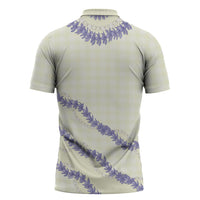Hawaii Honohono Palaka Motifs Zipper Polo Shirt Hawaiian Orchid Lei
