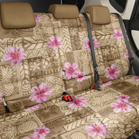 Beige Hawaii Hibiscus With Tropical Flowers Motifs Back Car Seat Cover - Polynesian Pride