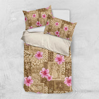 Beige Hawaii Hibiscus With Tropical Flowers Motifs Bedding Set - Polynesian Pride