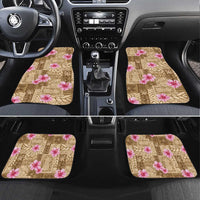 Beige Hawaii Hibiscus With Tropical Flowers Motifs Car Mats - Polynesian Pride