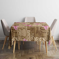 Beige Hawaii Hibiscus With Tropical Flowers Motifs Tablecloth - Polynesian Pride