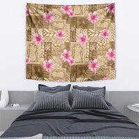 Beige Hawaii Hibiscus With Tropical Flowers Motifs Tapestry - Polynesian Pride