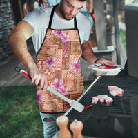 Orange Hawaii Hibiscus With Tropical Flowers Motifs Apron - Polynesian Pride