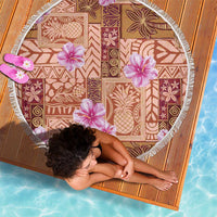 Orange Hawaii Hibiscus With Tropical Flowers Motifs Beach Blanket - Polynesian Pride