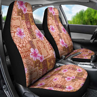 Orange Hawaii Hibiscus With Tropical Flowers Motifs Car Seat Cover - Polynesian Pride