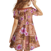 Orange Hawaii Hibiscus With Tropical Flowers Motifs Family Matching Off The Shoulder Long Sleeve Dress and Hawaiian Shirt LT14 - Polynesian Pride