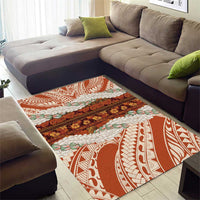 Aloha Hawaii Mikioi Lei Area Rug Beige Tropical Flower Pattern - Polynesian Pride