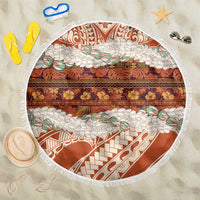 Aloha Hawaii Mikioi Lei Beach Blanket Beige Tropical Flower Pattern - Polynesian Pride