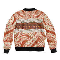 Aloha Hawaii Mikioi Lei Bomber Jacket Beige Tropical Flower Pattern - Polynesian Pride