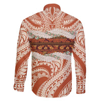 Aloha Hawaii Mikioi Lei Family Matching Off The Shoulder Long Sleeve Dress and Hawaiian Shirt Beige Tropical Flower Pattern - Polynesian Pride