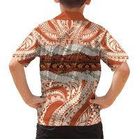 Aloha Hawaii Mikioi Lei Family Matching Short Sleeve Bodycon Dress and Hawaiian Shirt Beige Tropical Flower Pattern - Polynesian Pride