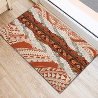 Aloha Hawaii Mikioi Lei Rubber Doormat Beige Tropical Flower Pattern - Polynesian Pride