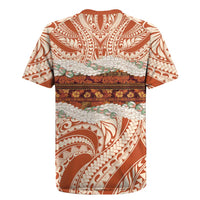 Aloha Hawaii Mikioi Lei Rugby Jersey Beige Tropical Flower Pattern - Polynesian Pride