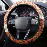 Aloha Hawaii Mikioi Lei Steering Wheel Cover Beige Tropical Flower Pattern - Polynesian Pride