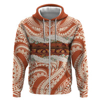 Aloha Hawaii Mikioi Lei Zip Hoodie Beige Tropical Flower Pattern - Polynesian Pride