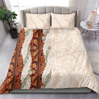 Aloha Hawaii Mikioi Lei Bedding Set Cattail Red Tropical Flower Pattern - Polynesian Pride