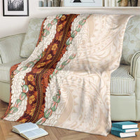 Aloha Hawaii Mikioi Lei Blanket Cattail Red Tropical Flower Pattern - Polynesian Pride