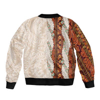 Aloha Hawaii Mikioi Lei Bomber Jacket Cattail Red Tropical Flower Pattern - Polynesian Pride