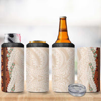 Aloha Hawaii Mikioi Lei 4 in 1 Can Cooler Tumbler Cattail Red Tropical Flower Pattern - Polynesian Pride