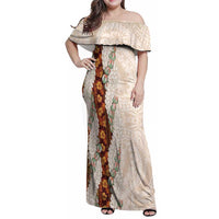 Aloha Hawaii Mikioi Lei Family Matching Off Shoulder Maxi Dress and Hawaiian Shirt Cattail Red Tropical Flower Pattern - Polynesian Pride